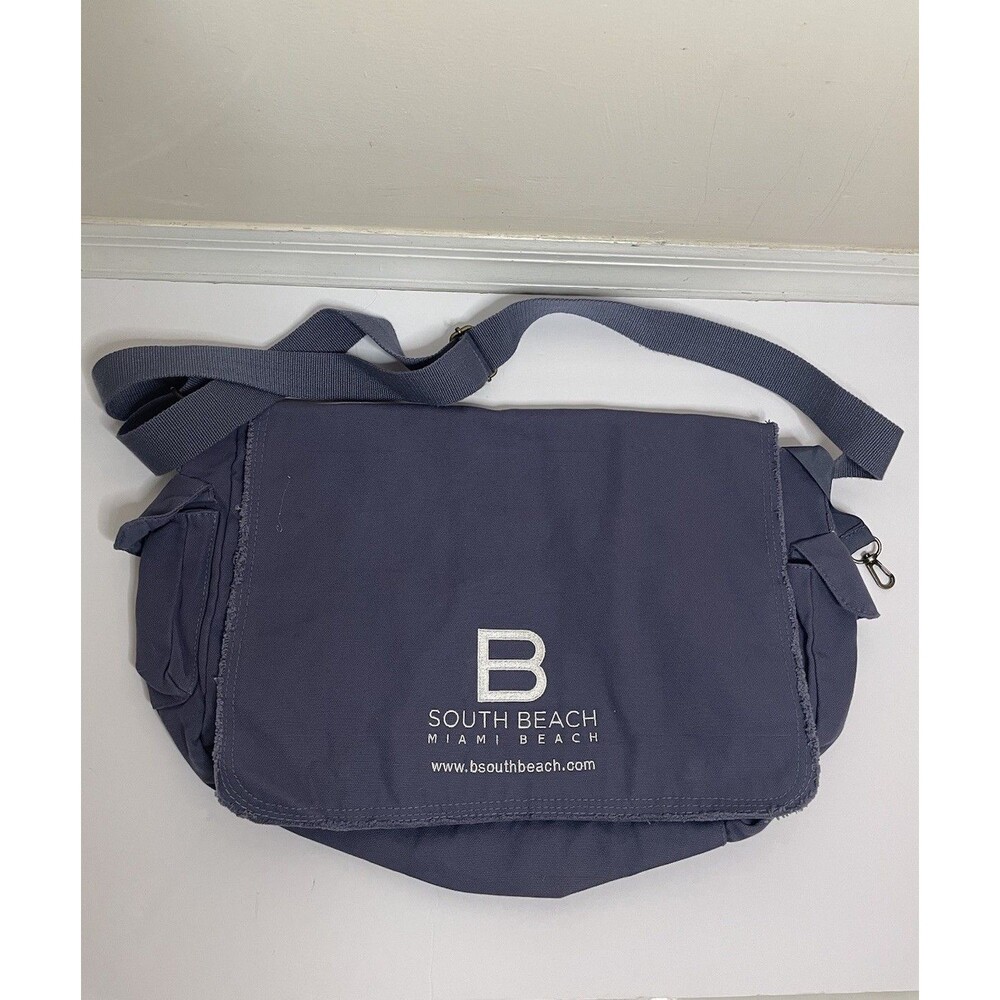 Messenger Bag Cross Body Blue South Beach Miami Canvas School Travel 16x12x4 in